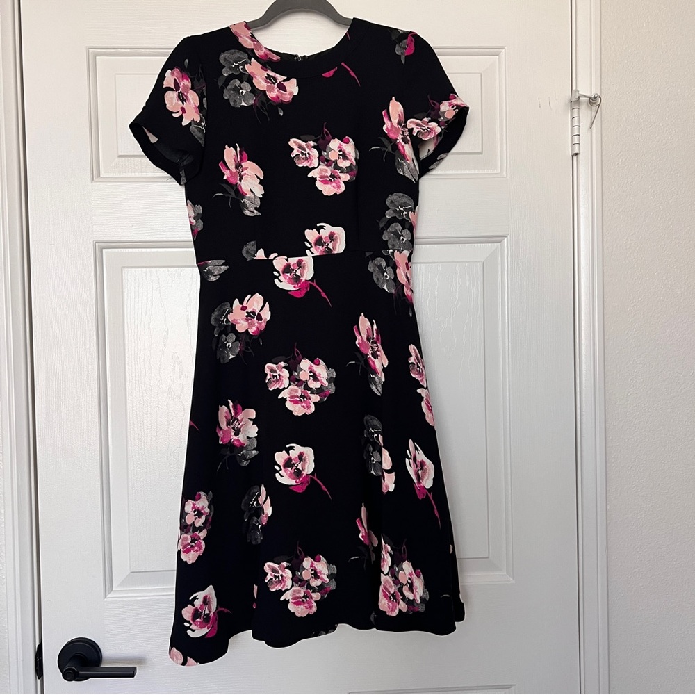Black floral A-Line Dress